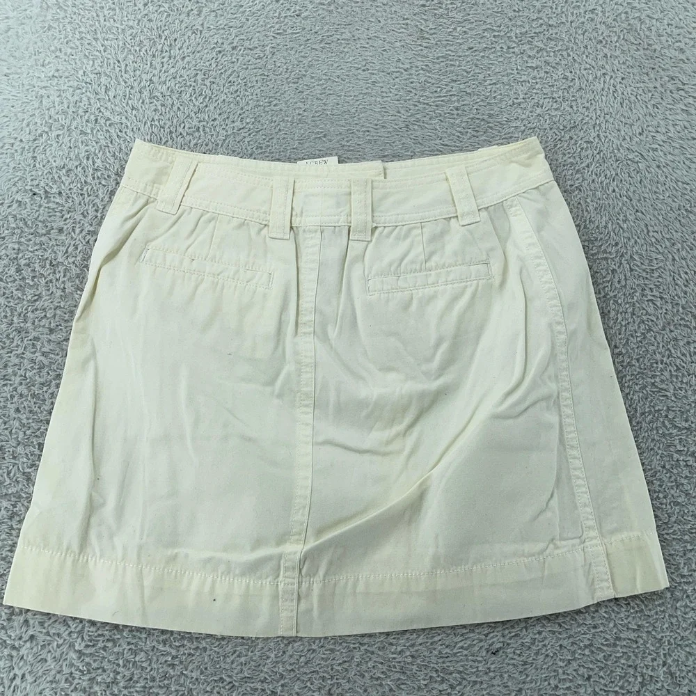 J.Crew Mini Skirt Womens 4 White Button Front Cotton Belt Loops Back Welt Casual